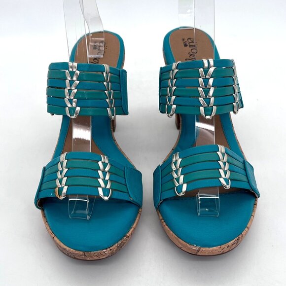 Eurosoft by Sofft Fayann Turquoise Cork Wedge Platform Heels Womens Shoes 10W - Picture 4 of 16
